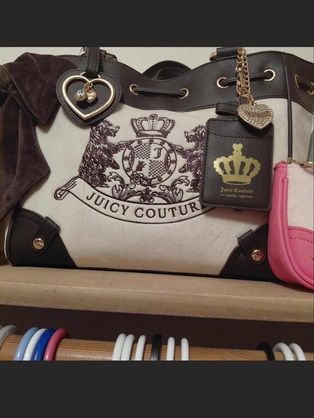Juicy Couture Cream and Brown Classic Scottie Dog Daydreamer with Cardholder